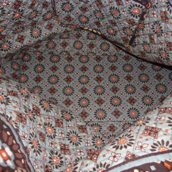 Vera Bradley Large  Tote Brown Tan Orange Blue Paisley Travel Shopping Bag - Picture 4 of 4